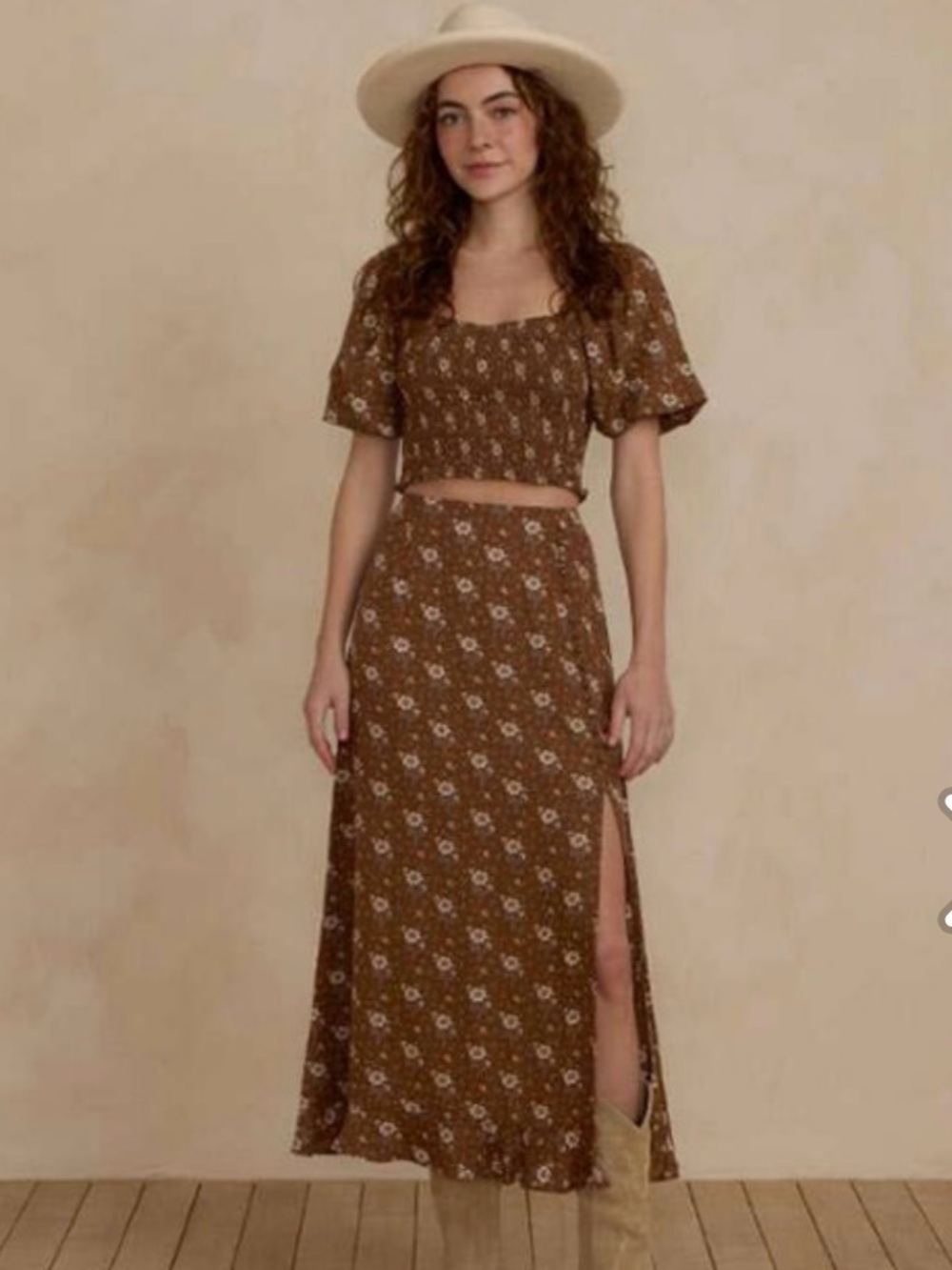 Rylee + Cru Button Skit Skirt in Autumn Rose